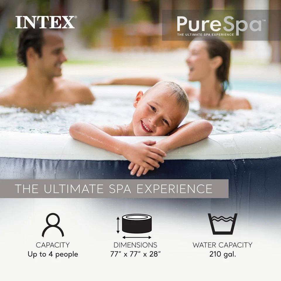 Intex PureSpa Plus Portable Inflatable Hot Tub Bubble Jet Spa, 77 x 28" (Used) - Image 2 of 4
