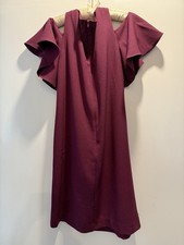 Leslie Fay SZ 8 Cold Shoulder Lined Burgundy Dress Back Zipper Short