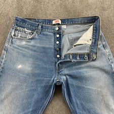 Levis 501 Jeans Mens 36X30 Blue Medium Wash Straight Leg Fit Button Fly Modern