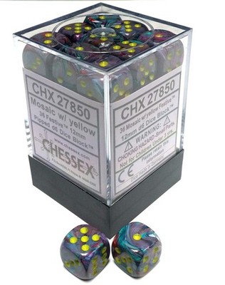 d6Cube12mm Frosted MOSAICye - Chessex (Pack of 36)