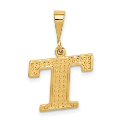 14k Gelbgold strukturierte Initiale ''T'' Buchstabe Charm Anhänger 1,22g