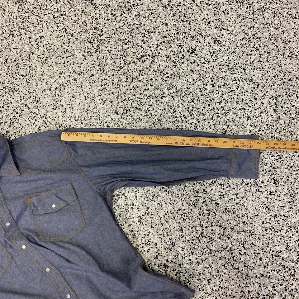 Key Men's Western Pearl Snap Chambray Shirt Pockets SS Cotton Cowboy Size XL - Image 4 of 4