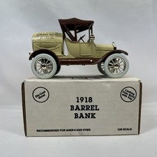 Vintage Ertl Diecast 1:25 Vehicle Bank - 1918 Ford Runabout Barrel Bank 1989