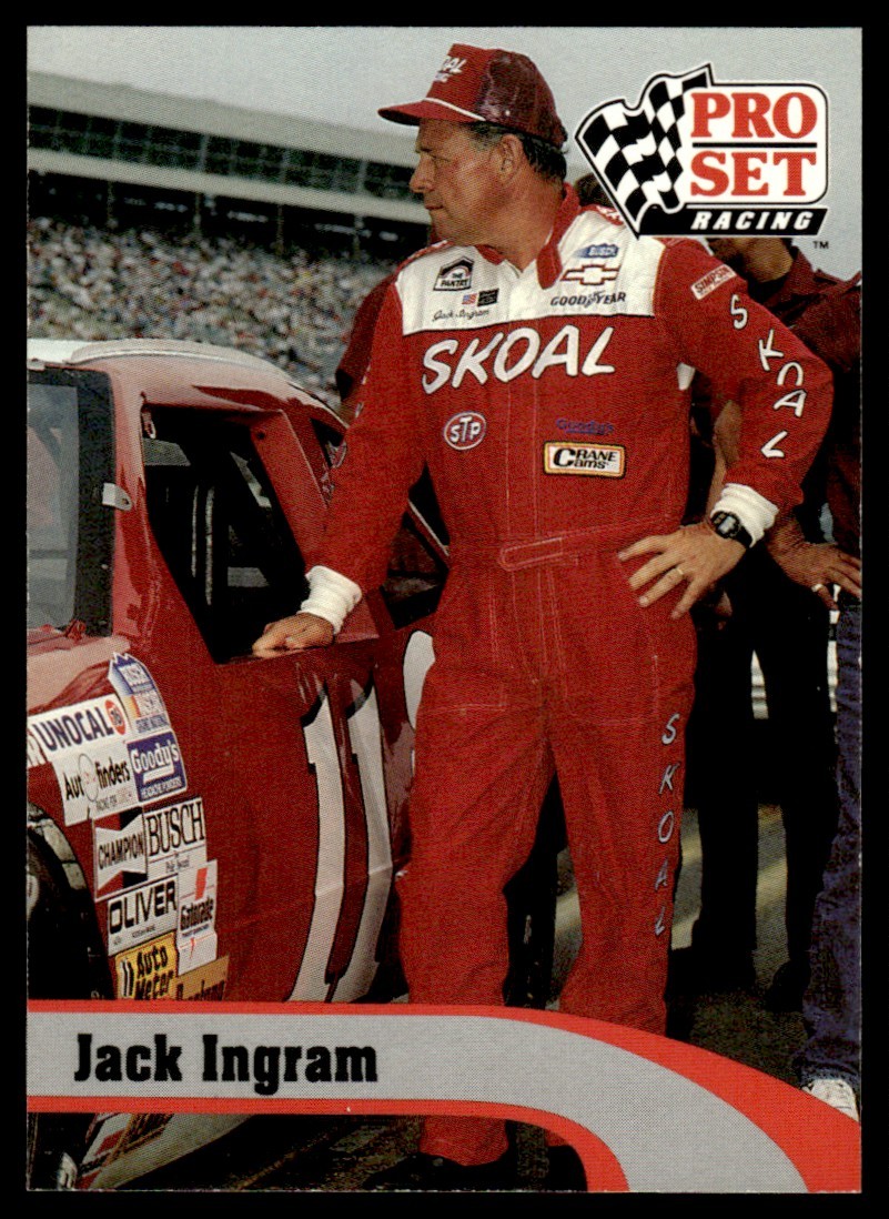 1992 PRO SET NASCAR CARD JACK INGRAM #191 7553