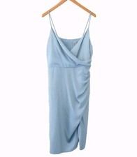 Abercrombie & Fitch Midi Slip Dress Size XL Bue Wedding Event Satin Sleeveless