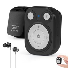 Clip MP3 Player with Bluetooth 5.3: 15 Hrs Battery Mini Music 64GB Black