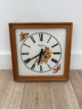 Vintage Pressed Flower Wall Clock Wooden Frame Kienzle Quartz Non Working