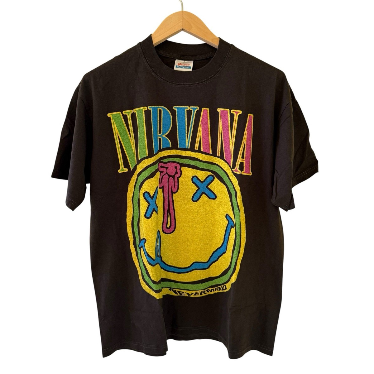 Vintage Nirvana Smiley T Shirt Nevermind Grunge Rock Band 90s