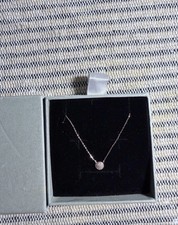 Solid 14K Rose Gold Dainty Tiny Round Diamond Disc Pendant Necklace