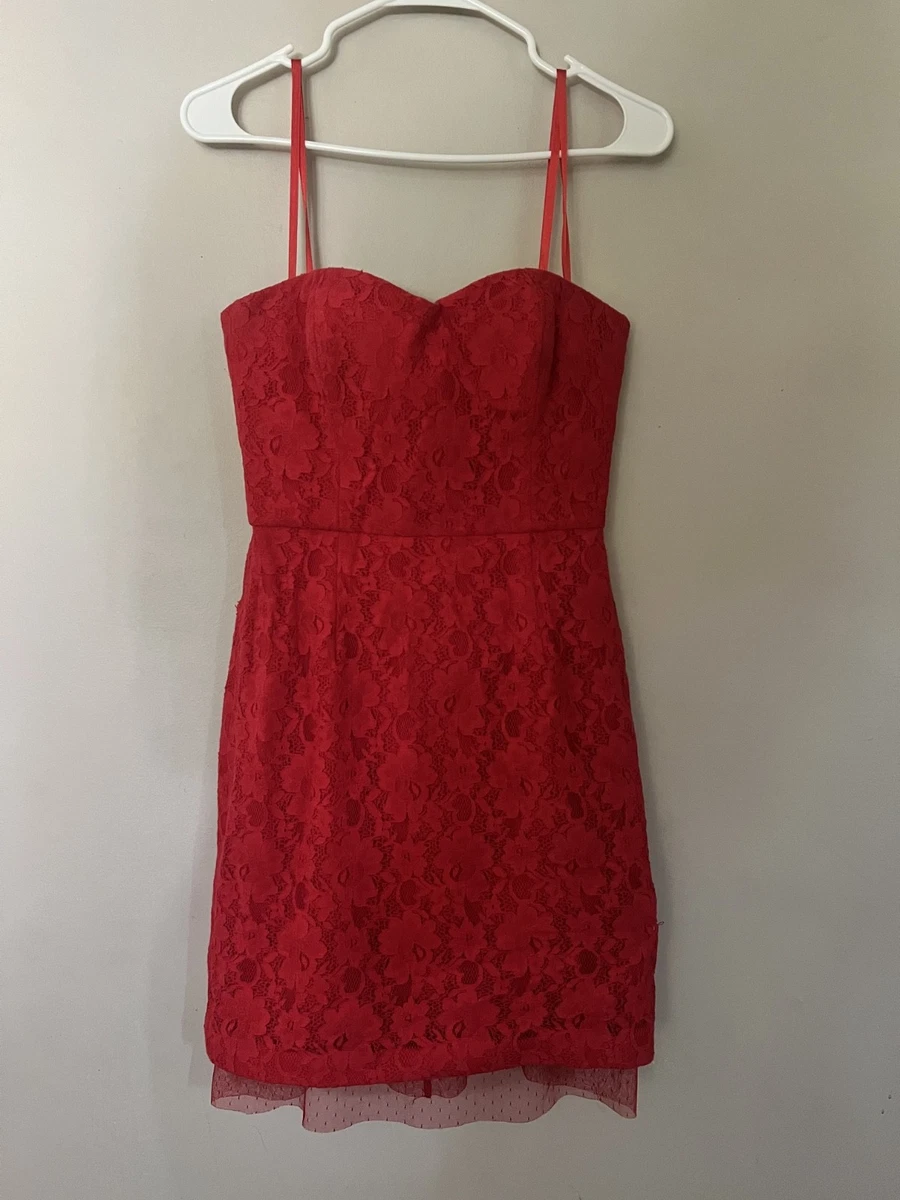 red lace dress bcbg Bcbg Red Lace Dress