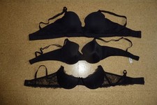 BH Paket, 3 BH's, Schwarz, Verschiedene Modelle, Größe 85 B