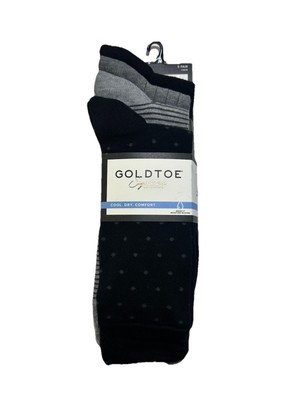 New Goldtoe Men 5 Pair Signature Collection Flat Toe Seam Crew Dress Socks