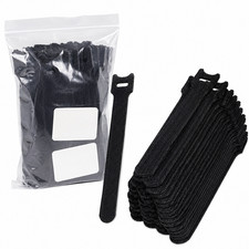 50 Pack Reusable Hook  Loop Cable Ties Cord Management Straps Black Wire NIP