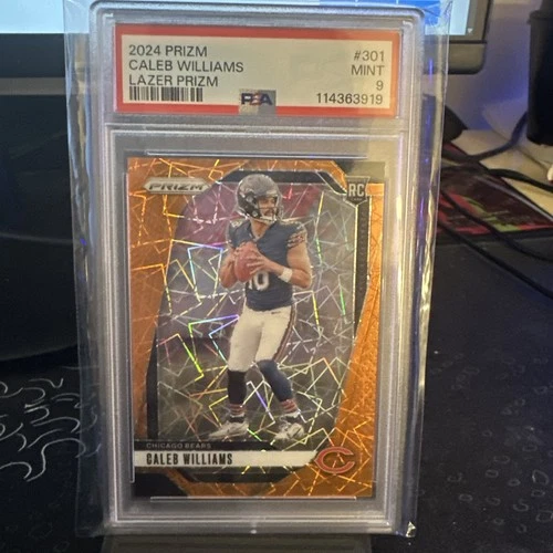 2024 Panini Prizm - Caleb Williams Rookie - Orange Lazer Parallel - #301  PSA 9