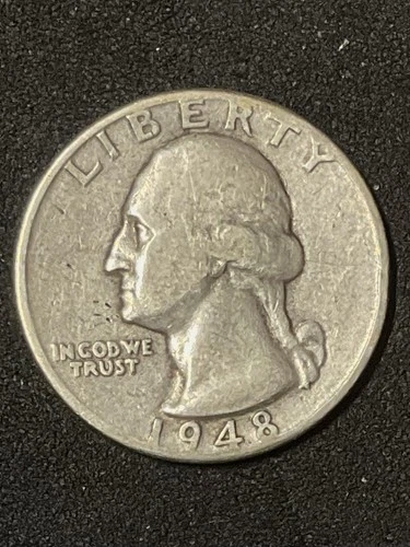 1948D Washington Silver Quarter US Silver Twenty Five Cent Coin Free Shipping