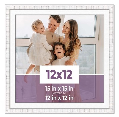 12x12 Frame White With White Picture Mat For 12x12 Photo - White 15x15 Frame To