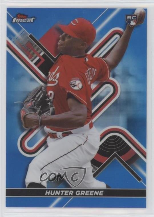 2022 Topps Finest Blue Refractor 34/150 Hunter Greene #69 k4s