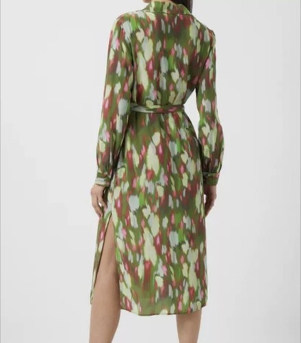 French Connection Sommerkleid Blätter Grün Mehrfarbig Gürtel Größe UK 6 - Bild 3 von 6