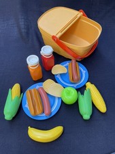 Vintage Fisher Price Fun With Food Pack A Picnic Basket Chips Corn Hot Dogs