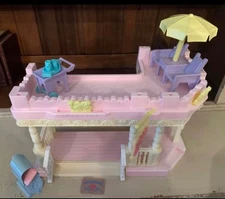Playskool Dollhouse Front Porch Sun Deck Veranda Umbrella Cart Loving Family 