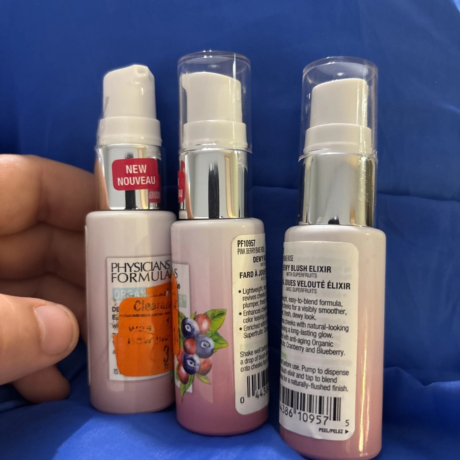 Lot Of 3 Physician's Formula Organic Wear Dewy Blush Elixir Pink Berry