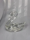 Vintage Fenton 4" Crystal Clear Glass Swan Paper Weight Figurine Stamped