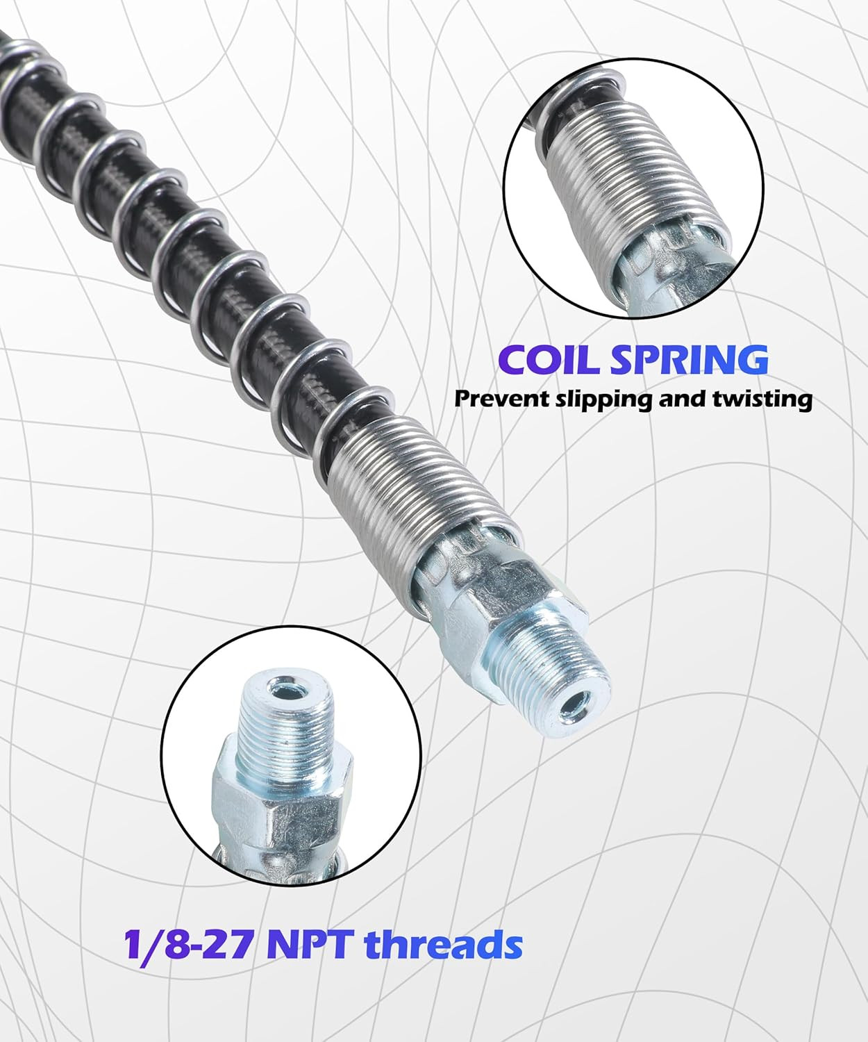 Grease Gun Hose,18 Inch Grease Hose,Car Accessories Flexible Grease Gun Hose,Gre