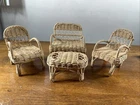 Doll House Furniture Rattan Wicker Barbie Fashion Loveseat Sofa 2 Chairs Table