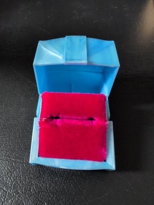 Art Deco Blue Ring Presentation Box Celluloid Marroon Velvet Jewelry Display