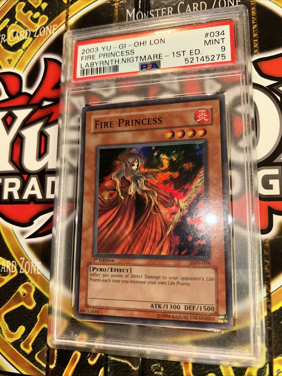 YuGiOh FIRE PRINCESS #LON-034 🔥PSA 9 MINT🔥1st EDITION-2003 SUPER