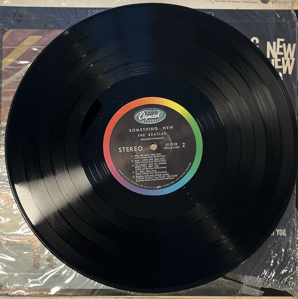 The Beatles “SOMETHING NEW” Lp 1964 ST-2108 Stereo Shrink Wrap Scranton Pa Press Foto 3 de 4