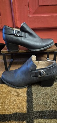 SOUL by Naturalizer Hudson Boot Size 8 Wide Black Wedge Heel Bootie Side Zip EUC