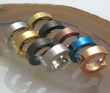 Paar Edelstahl Creolen Herren Damen Ohrringe klapp Piercing gold schwarz blau