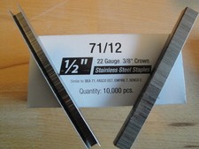 Stainless Steel Upholstery Staples 71 Series 3/8" Crown 1/2" Leg Outdoor Boat