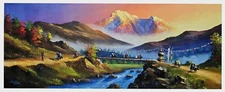 Original Painting of Mountain. Landscape, nature, realistic painting on canvas.