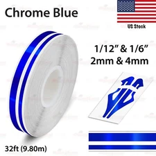 1/2" 12mm Vinyl Pinstriping PinStripe Styling Double Line Sticker CHROME BLUE