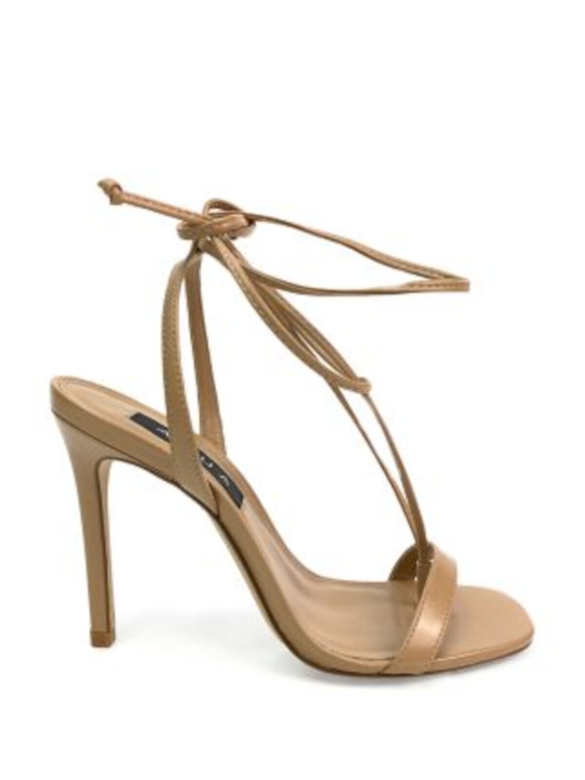 Женские коричневые босоножки на высоком каблуке-стрингах AQUA с ремешком на щиколотке и завязывающимся носком, 9 B