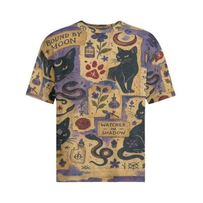 Intuition Magic Spell Oversized Unisex Cotton Tee Shirt T-Shirt Occult Cat Gift