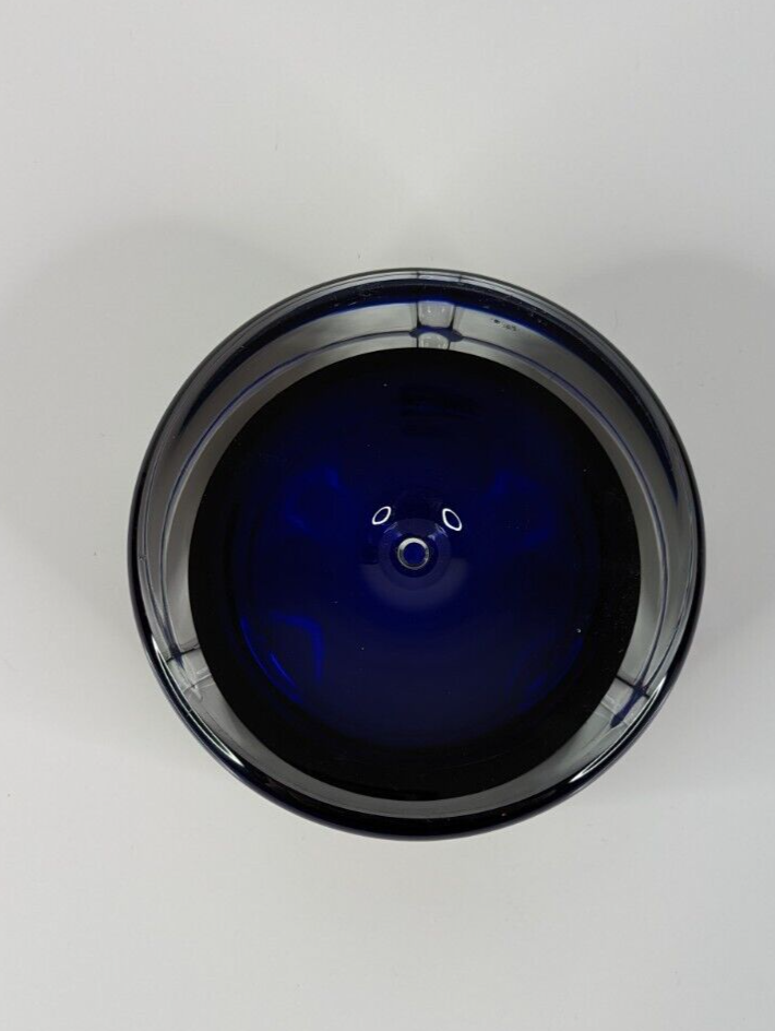 Krosno Poland Art Glass Ashtray Cobalt Blue Clear Heavy Floating Bubble