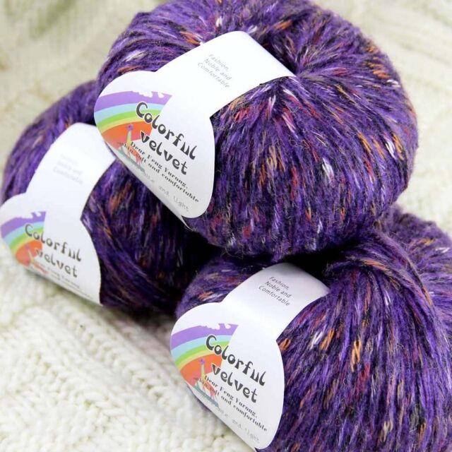 Sale 3BallsX50g Fluffy Soft Colorful Velvet Rugs Shawls HandKnit Crochet Yarn 12