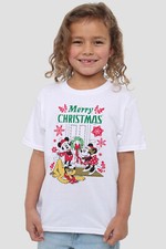 Mickey Mouse And Minnie Christmas Wreath Kids T-Shirt White