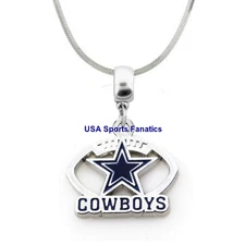 NFL - Dallas Cowboys Football Logo Pendant Necklace On A 925 Snake Chain 4 sizes