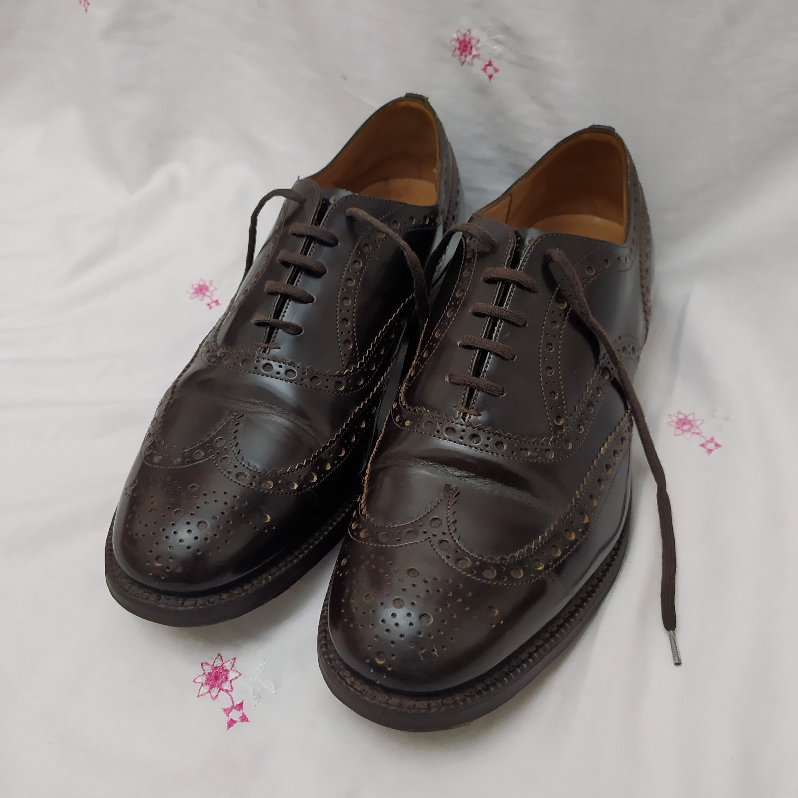 Churchs Oxford Leather Shoe Mens Brown Wingtip English Dress 80G Size 42 EU 9 US image 6