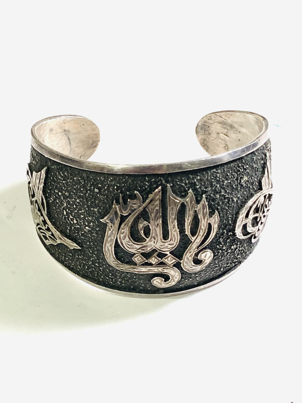 Vintage 900 Silver Middle Eastern Allah Script Cr… - image 1