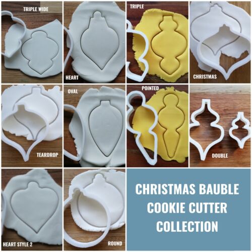 Christmas Bauble Cookie Cutter Biscuit Dough Fondant 10 Variations Xmas  - Picture 1 of 52