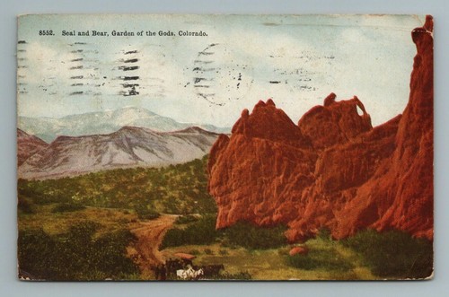 1915 Seal and Bear Garden of the Gods Colorado Postcard