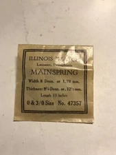 Illinois Factory Mainspring for 0s & 3/0s Movements No. 47357 - Steel