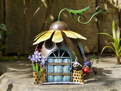 Gartenfeenhaus Baum offene Tür Dekoration Metall Outdoor Garten Terrassenornament