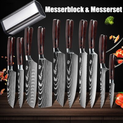 Küchenmesser Profi Kochmesser Set Japanisches Damaskus Muster Edelstahl Messer