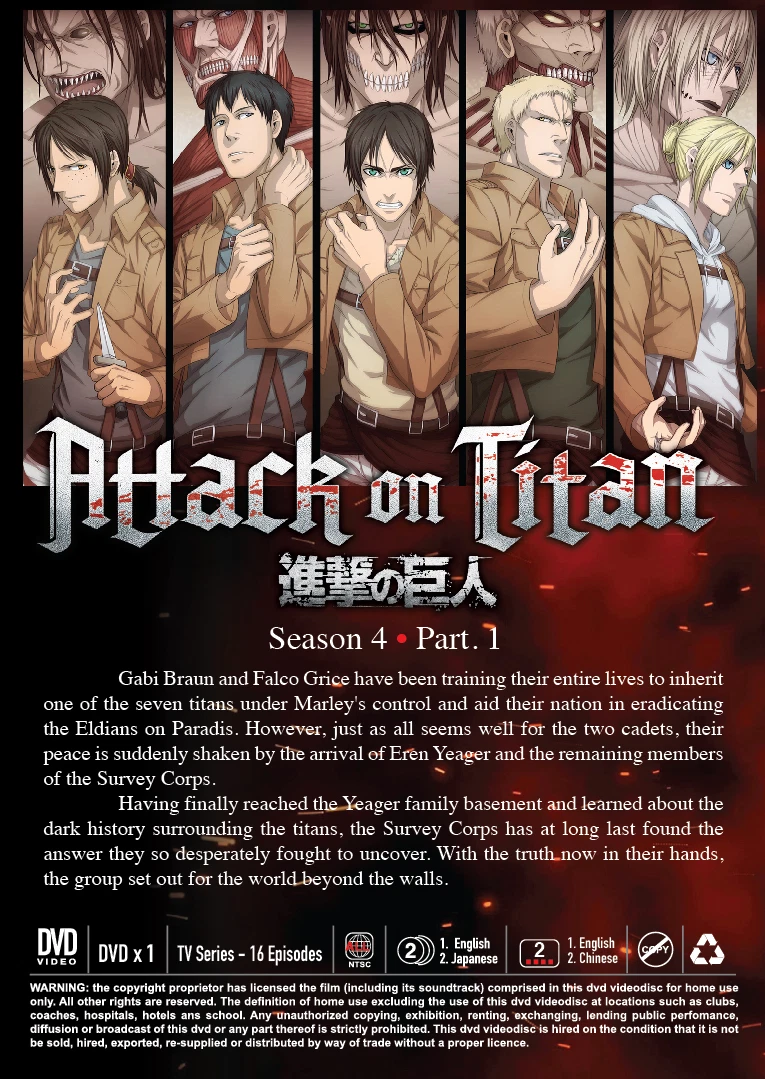 DVD Attack On Titan Season 4 Part 1 Epi 1 16 End English Dubbed